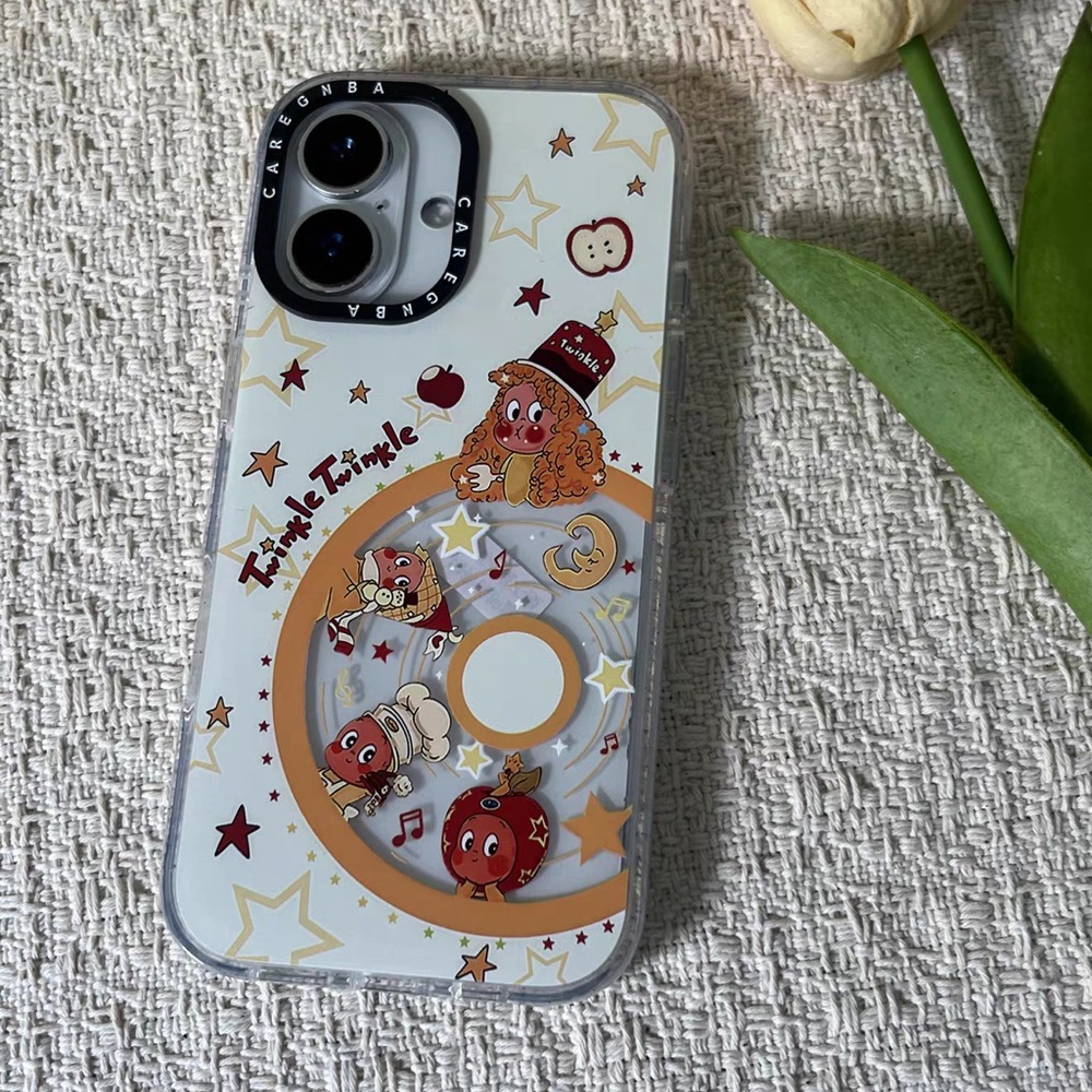 Twinkle Twinkle Cartoon Apple Clear Phone Case - White